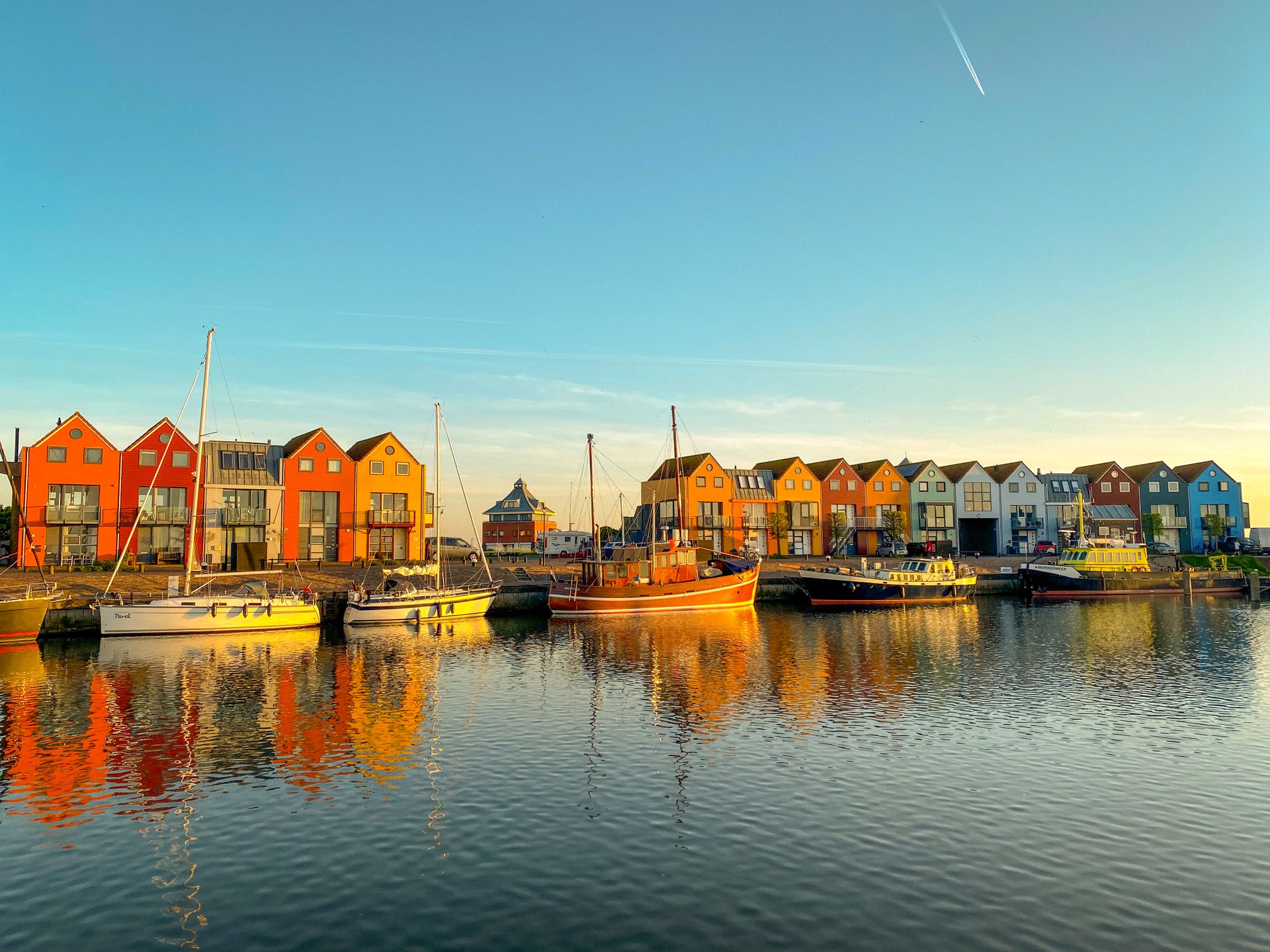 Traditional sailboats on a Friesland lake