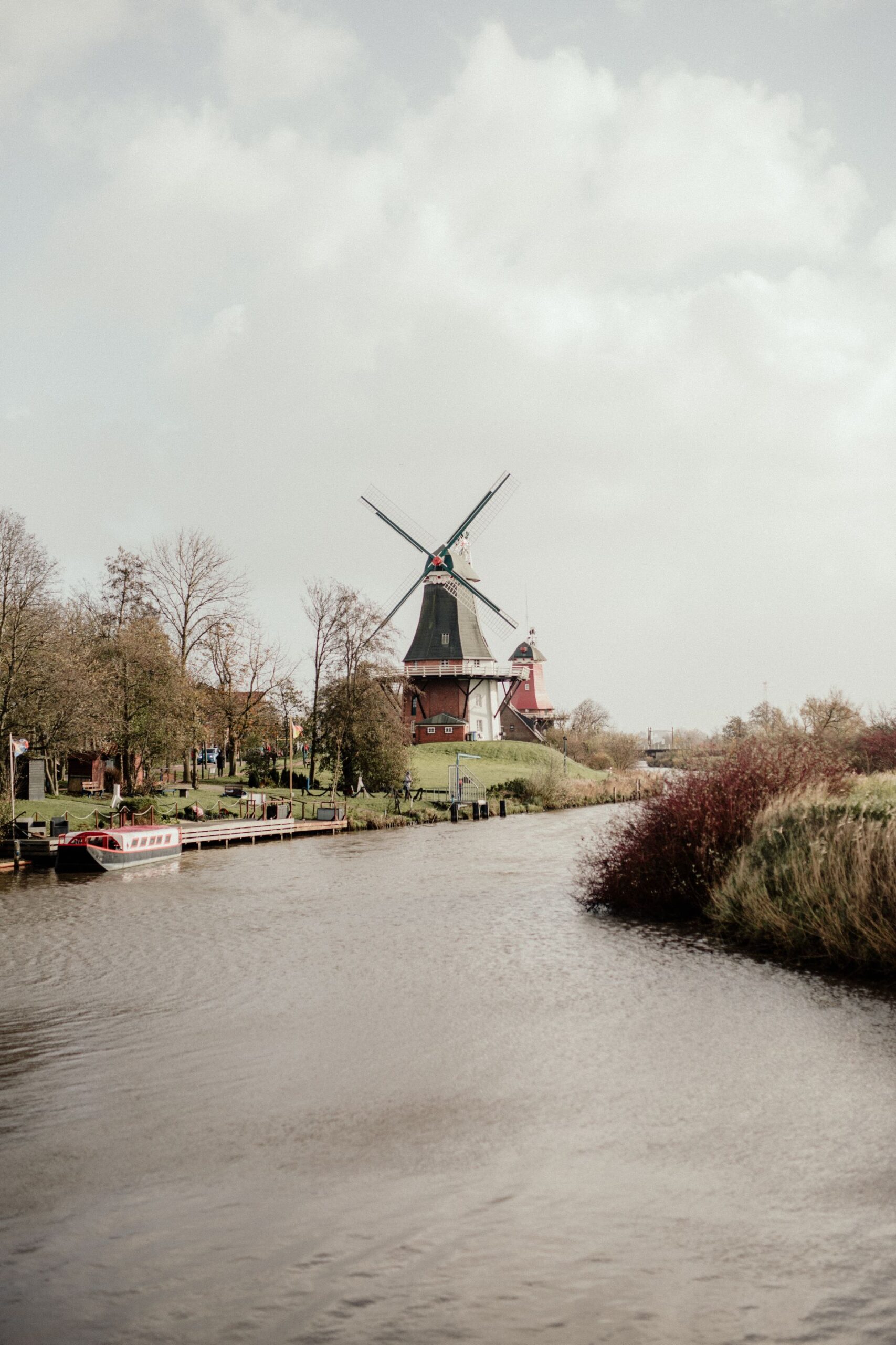 Windmill beside a canal in Friesland